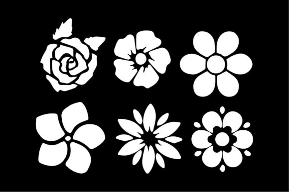 Download Set Hand Drawn Curly Grass and Flowers - Flowers Collection