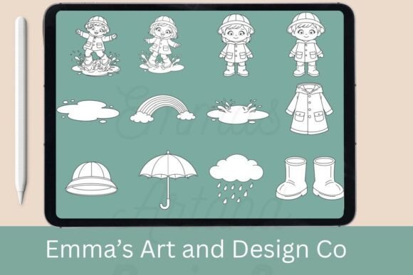 Download Spring Rain Kids Procreate Stamp Brushes - Spring Collection