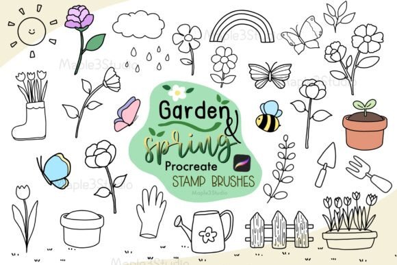 Download Garden &amp; Spring Procreate Stamp Brushes - Spring Collection