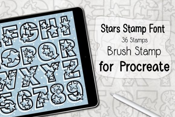 Download Stars Stamp Font ‪Procreate Brush Stamp‬ - Star Collection