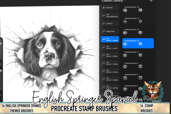 Download English Springer Spaniel Procreate Brush - Spring Collection