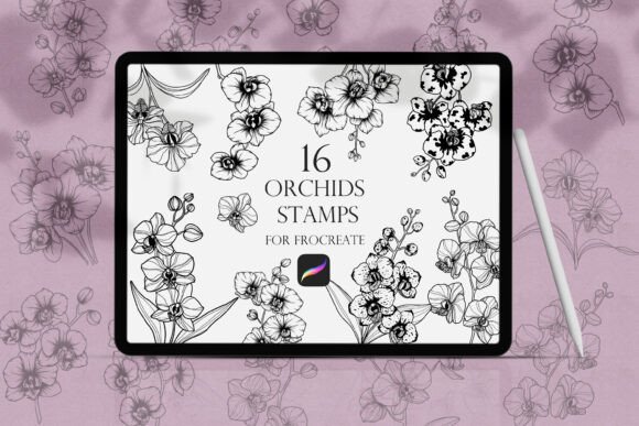 Download Orchid Flowers Procreate Stamp - Flowers Collection