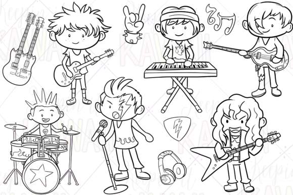 Download Rock Star Boys Digital Stamps - Star Collection