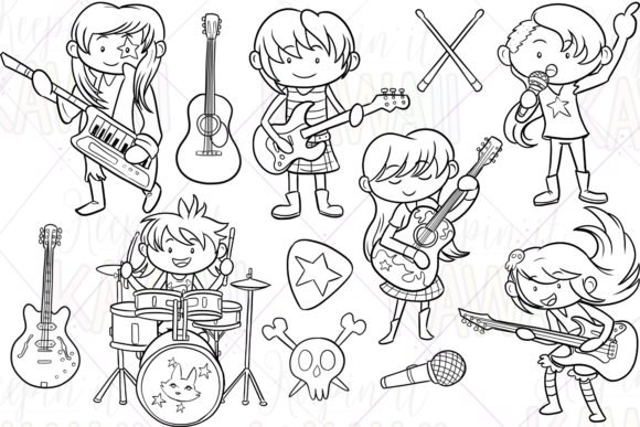 Download Rock Star Girls Digital Stamps - Star Collection