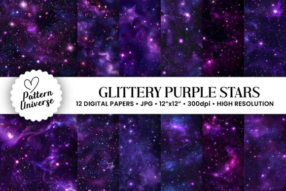 Download Glittery Purple Galaxy Stars Background - Star Collection