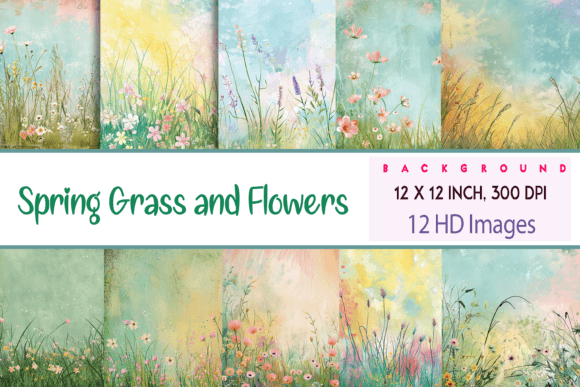 Download Whimsical Spring Grass and Flowers - Spring Collection