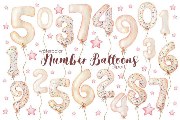 Download Watercolor Number Pink Balloons. - Premium Resources