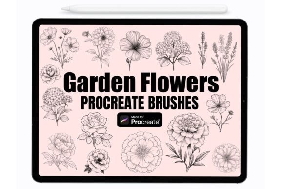 Download Garden Flowers Procreate Stamps - Flowers Collection