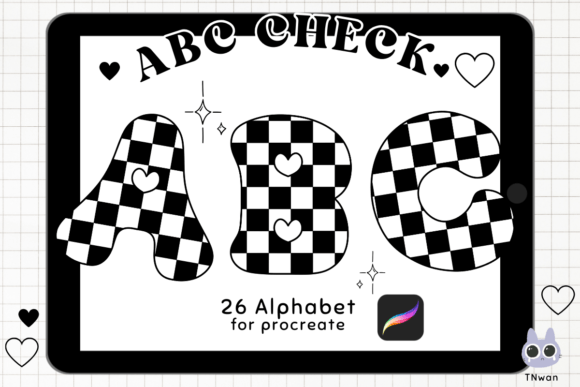 Download Checkered Alphabet Procreate Brush Stamp - Alphabet Collection